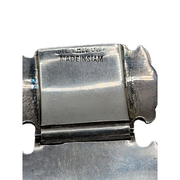 Siam Sterling Silver Bracelet 925 Niello Hindu Goddess Enamel Hinged Panel SZ 7 - Picture 12 of 16